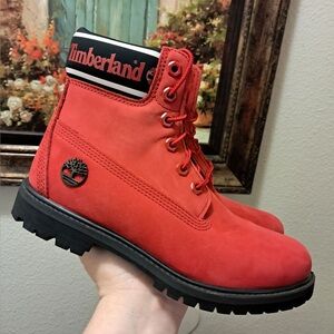Timberland Limited Edition Red/Black Leather Lace Up Boots